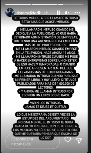 Storie compartido por Risto Mejide en Instagram