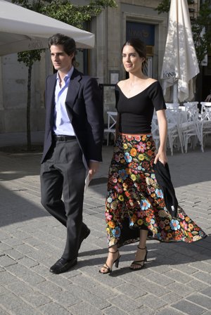 Los Duques de Huéscar a su llegada al Teatro Real