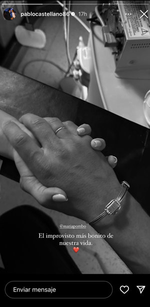 Storie compartido por Pablo Castellano anunciando el inminente nacimiento de su segunda hija