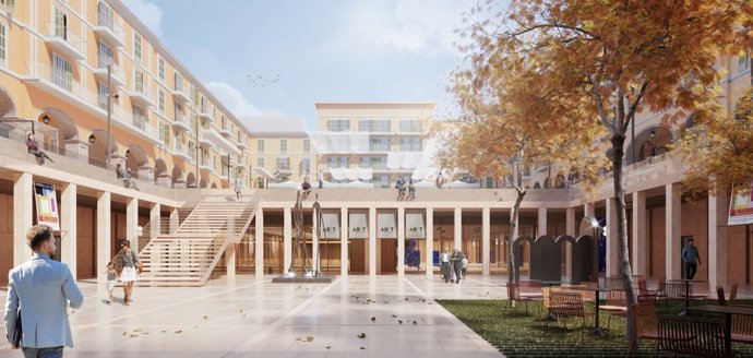 Espacio cultural y galerías comerciales en la entreplanta de la plaza Mayor.