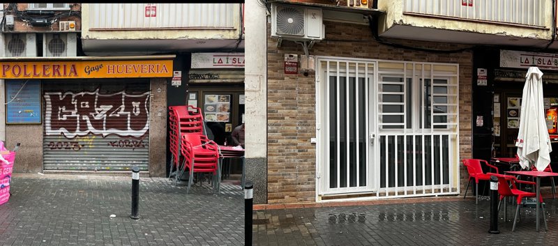 Antes y después de un local en Puente de Vallecas, ahora convertido en vivienda EUROPA PRESS