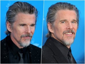 Ethan Hawke demuestra que el brillo no tiene edad con el traje lentejuelas que iluminó la presentación de 'The Weight'