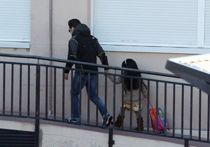 David Bustamante lleva a su hija al colegio