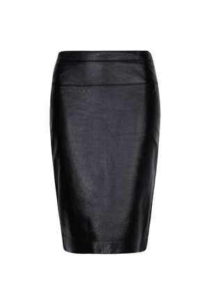 Falda lápiz en cuero negro MANGO c.p.v