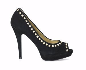 Peep-toes de ante negro con tachuelas doradas MANGO c.p.v.