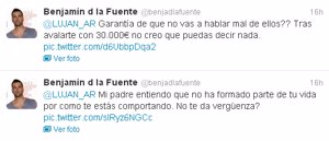 Tweets del exjugador de baloncesto Benjamín de la Fuente