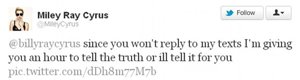 Tweett de Miley a su padre, Billy Ray Cyrus