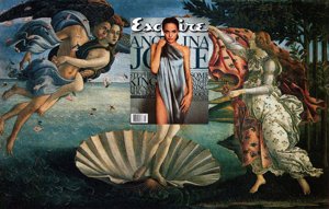 Angelina Jolie, Esquire Julio 2007 con El Nacimiento de Venus de Sandro Botticelli