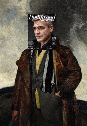 George Clooney, The Hollywood Reporter Febrero 2012 con Retrato de un Hombre de David Jagger