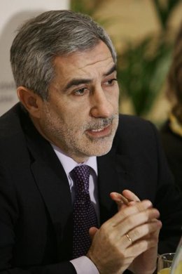 El líder de IU, hoy en Madrid.