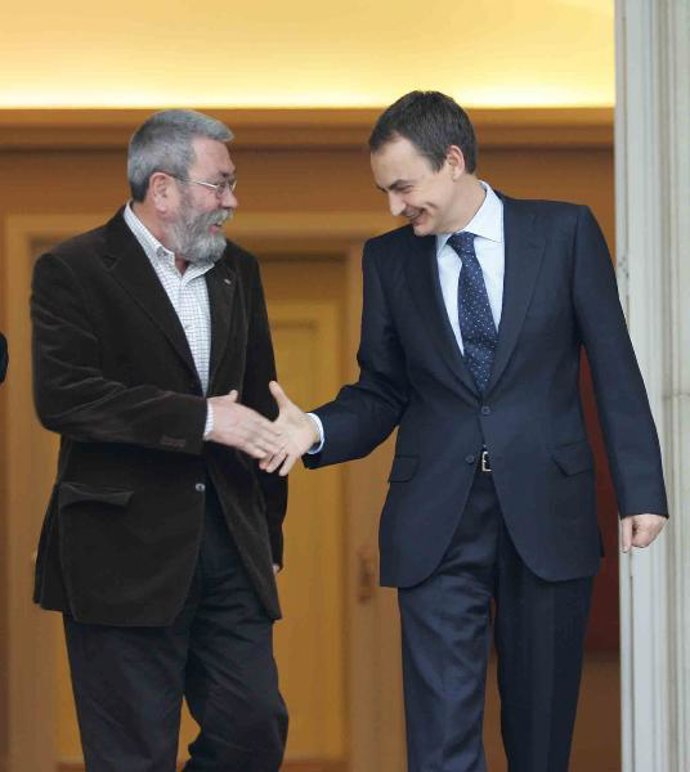 Zapatero con Méndez, de UGT