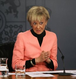 La Vicepresidenta en la rueda de prensa posterior al Consejo de Ministros.