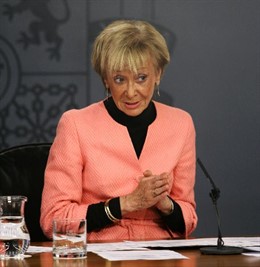 La Vicepresidenta en la rueda de prensa posterior al Consejo de Ministros.