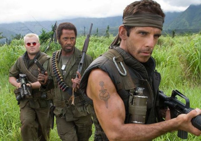 Blac, Downey Jr. y Stiller en 'Tropic Thunder'