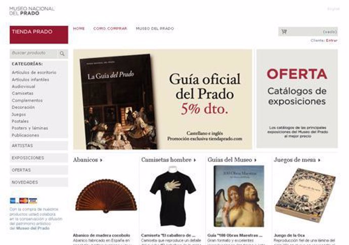 Pantalla de la tienda on-line del Museo del Prado