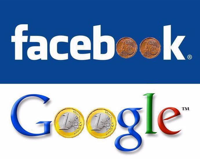 Fotomontaje con los logotipos de Facebook y Google