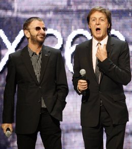 Ringo Starr y Paul McCartney en la conferencia de Microsoft en el E3