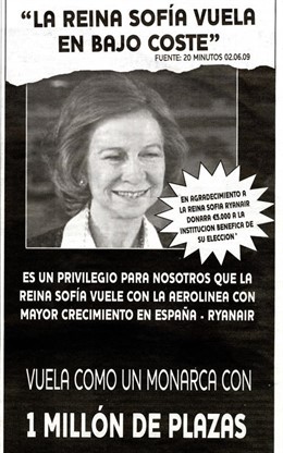 Anuncio aparecido en la prensa con la imagen de la Reina
