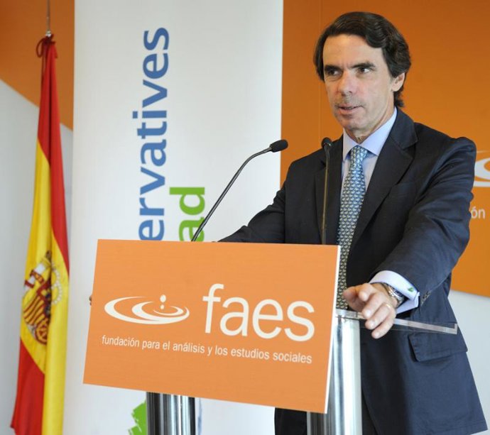 El ex presidente del Gobierno José María Aznar durante un acto de FAES
