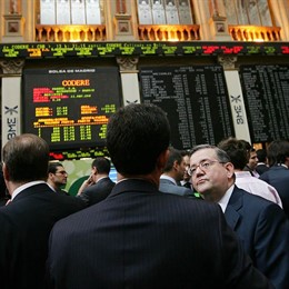 Panel del Ibex 35, bolsa de Madrid