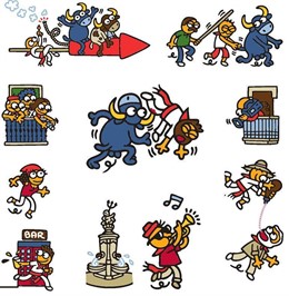 Dibujos de Sanfermines de Kukuxumusu