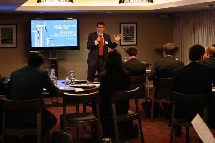 El consejero delegado de Proexca, Javier Mariscal, en la presentación de proyect