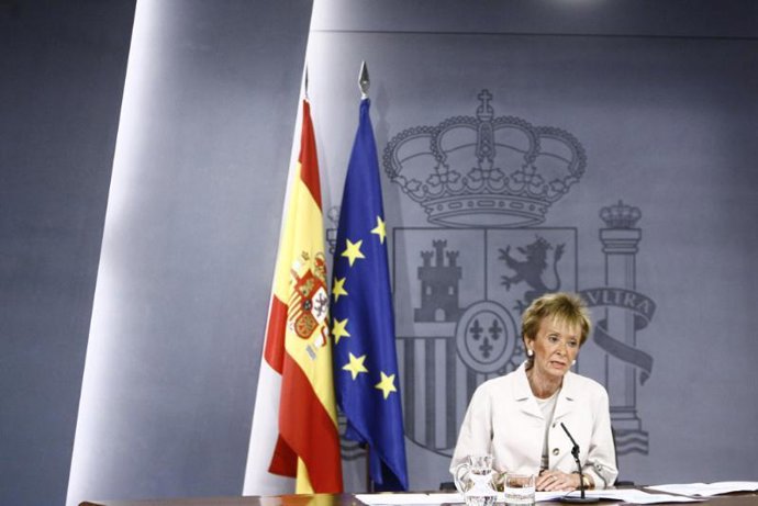 María Teresa Fernández de la Vega en la rueda de prensa posterior al Consejo de 
