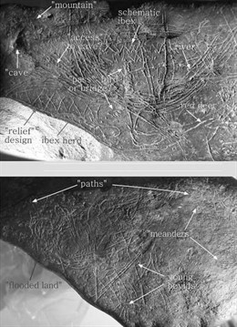Mapa en roca en la cueva de Abauntz