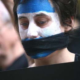 Protesta en Madrid contra el golpe de estado en Honduras
