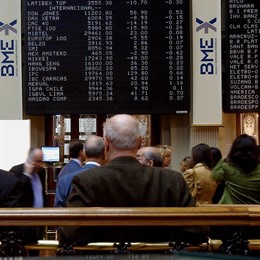 Panel del Ibex 35, bolsa de Madrid