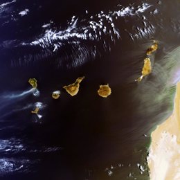 Fotografía desde el espacio del incendio de La Palma el día 1 de agosto