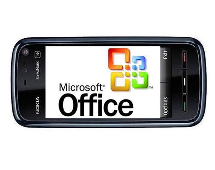 Montaje con el logotipo de Office en un móvil Nokia
