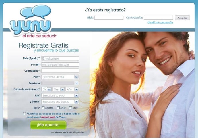 Página de inicio de Yunu