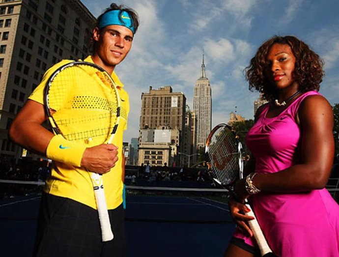 Rafa Nadal y Serena Williams posan para Nike en Nueva York