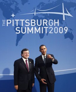 Durao Barroso con Obama en Pittsburgh