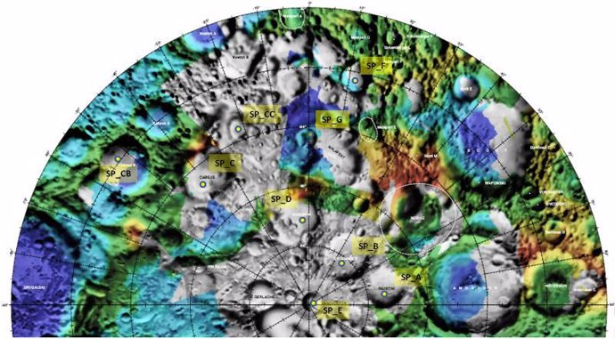 mapa de la superficie lunar