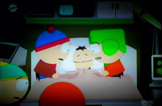 Los protagonistas de South Park con el niño poseído