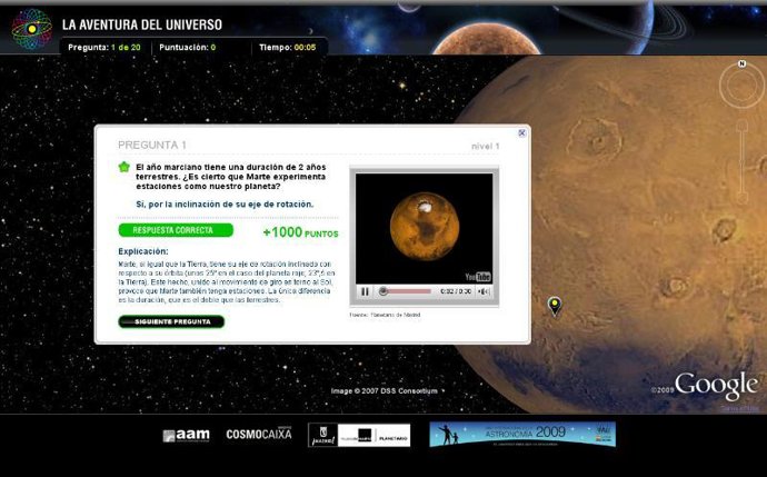 Pantalla de La aventura del universo