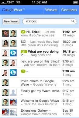 Aplicación de Google Wave para el iPhone