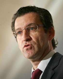 El presidente del PP gallego, hoy en Madrid.
