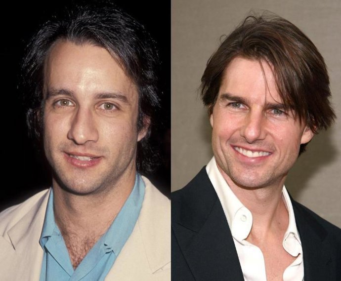 Los actores Bronson Pinchot y Tom Cruise