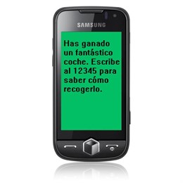 Fotomontaje de un 'sms' basura en un smartphone Samsung
