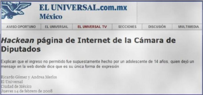 Noticia sobre el ataque a una web