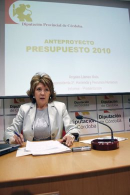 Ángeles Llamas presentando los presupuestos para 2010