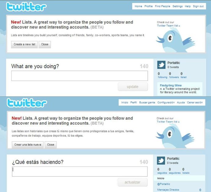 Twitter en inglés y en español