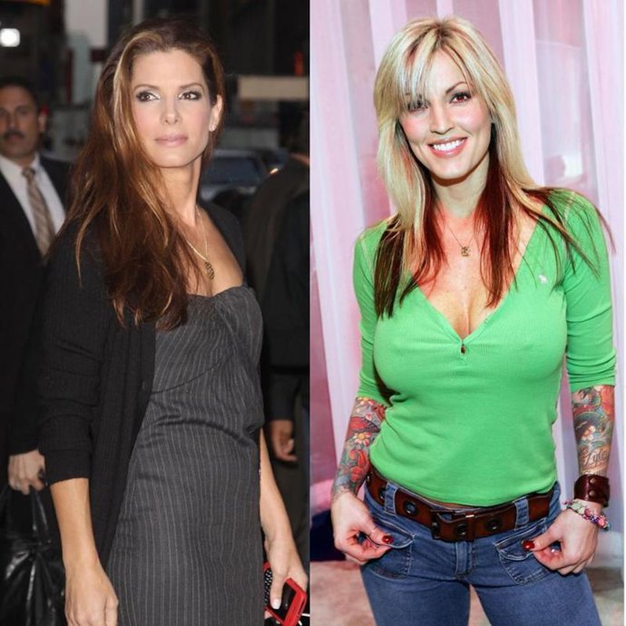 La actriz Sandra Bullock y la actriz porno Janine Lindemulder