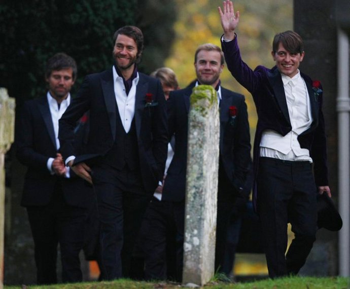 Los miembros de Take That, Jason Orange, Howard Donald, Gary Barlow y Mark Owen