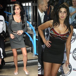 Amy Winehouse, en 2009 y 2004