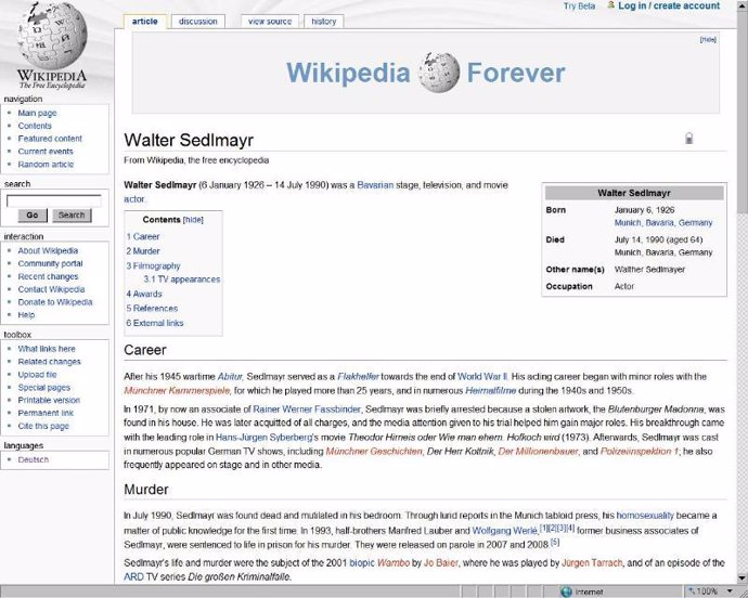 Página de Wikipedia sobre Walter Sedlmyr