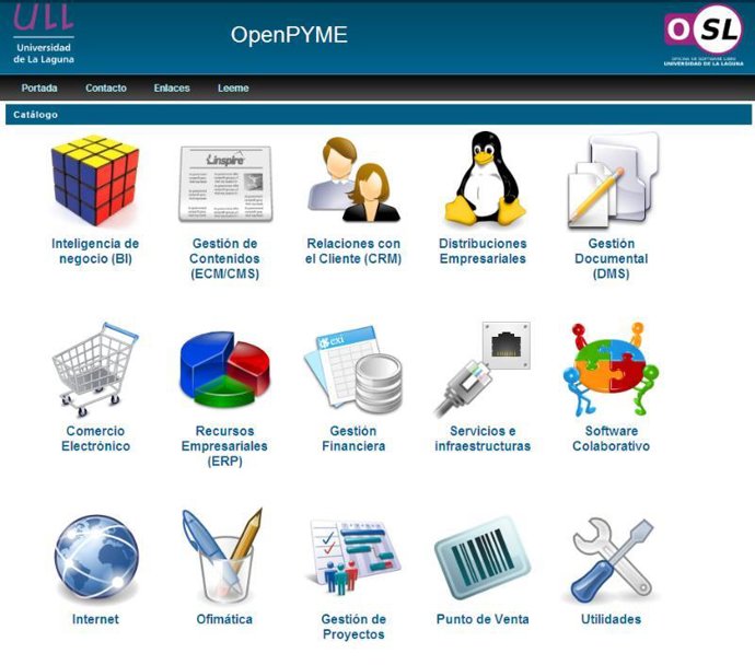 Pantalla de la web OpenPyme